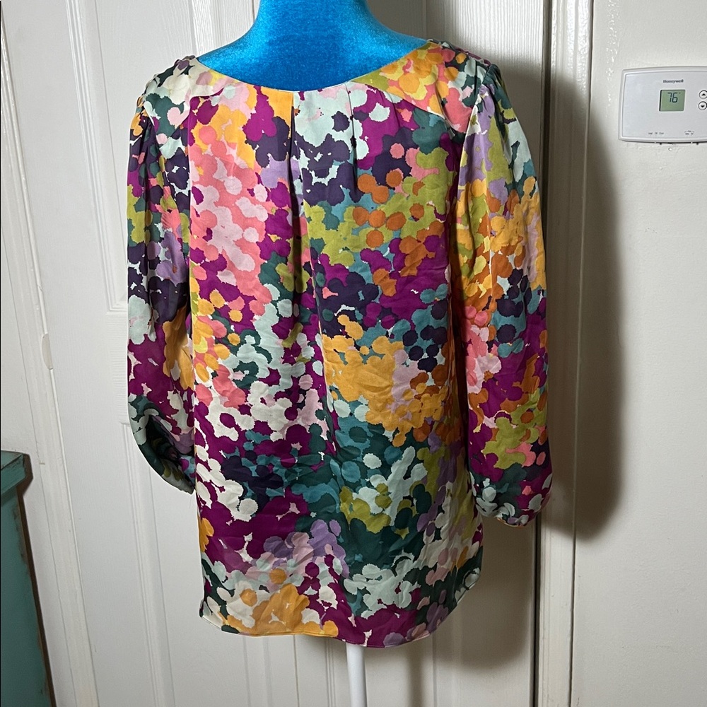 Anthropologie Leifsdottir Silk Multicolor Floral Blouse Women’s 6 - Picture 4 of 7